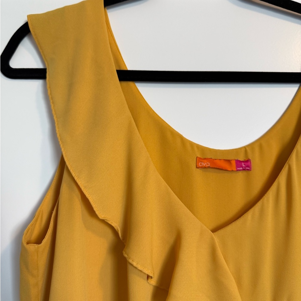 Yellow Ruffle Asymmetrical Tank - Picture 3 of 9